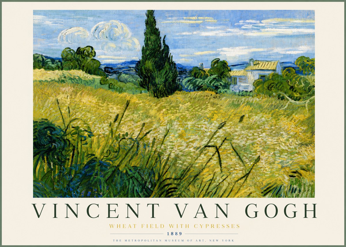 Van Gogh Wheat Field with Cypresses No4 - Plakát