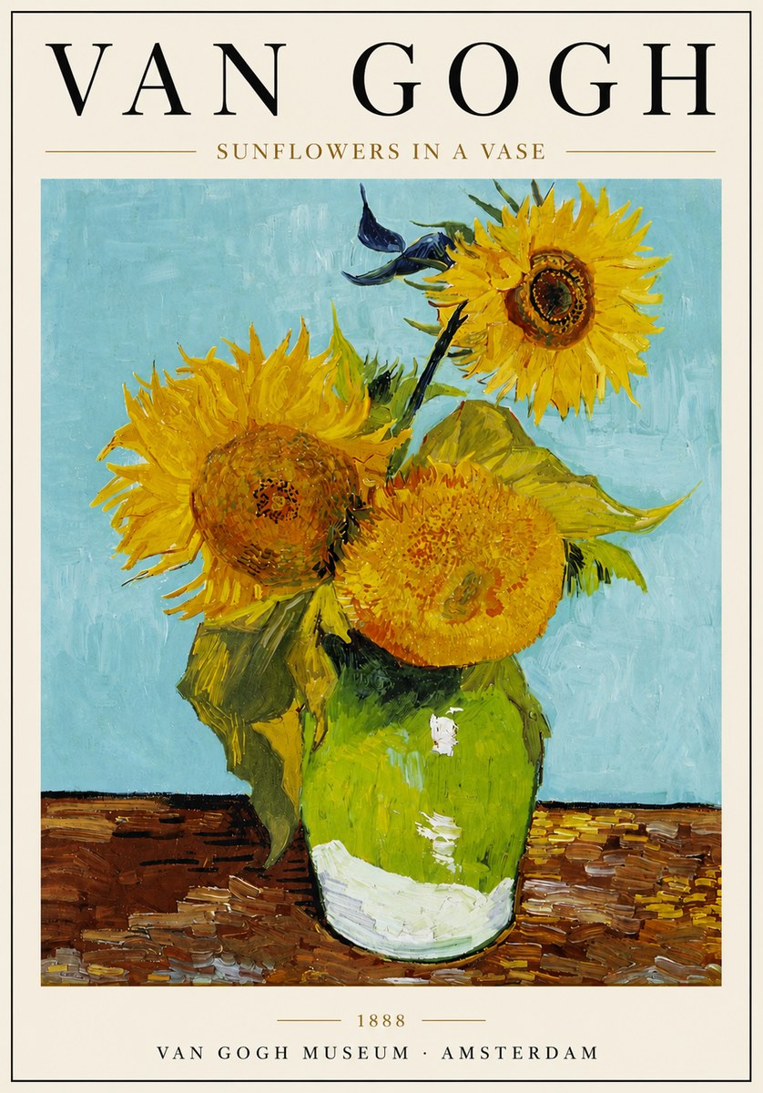 Van Gogh Sunflowers in a Vase No5 - Plakát