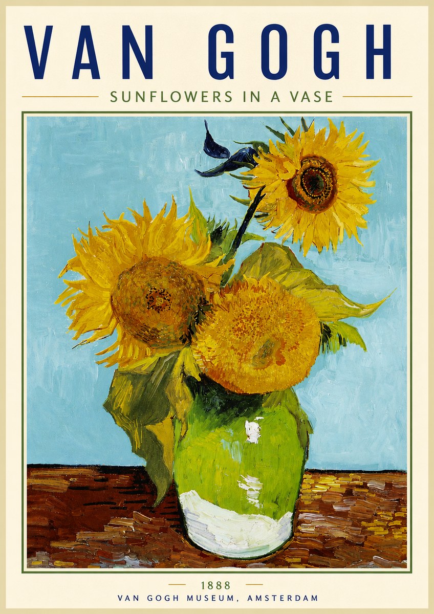Van Gogh Sunflowers in a Vase No6 - Plakát