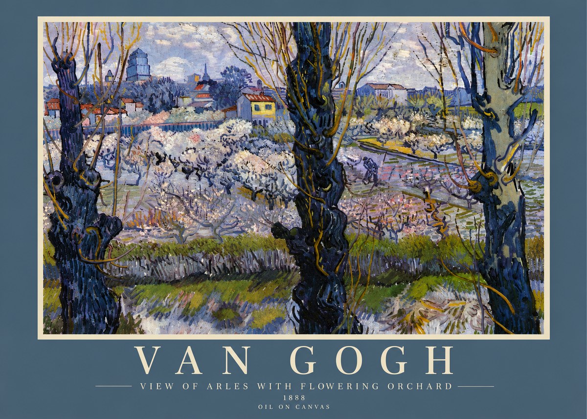 Van Gogh View of Arles with Flowering Orchard No6 - Plakát