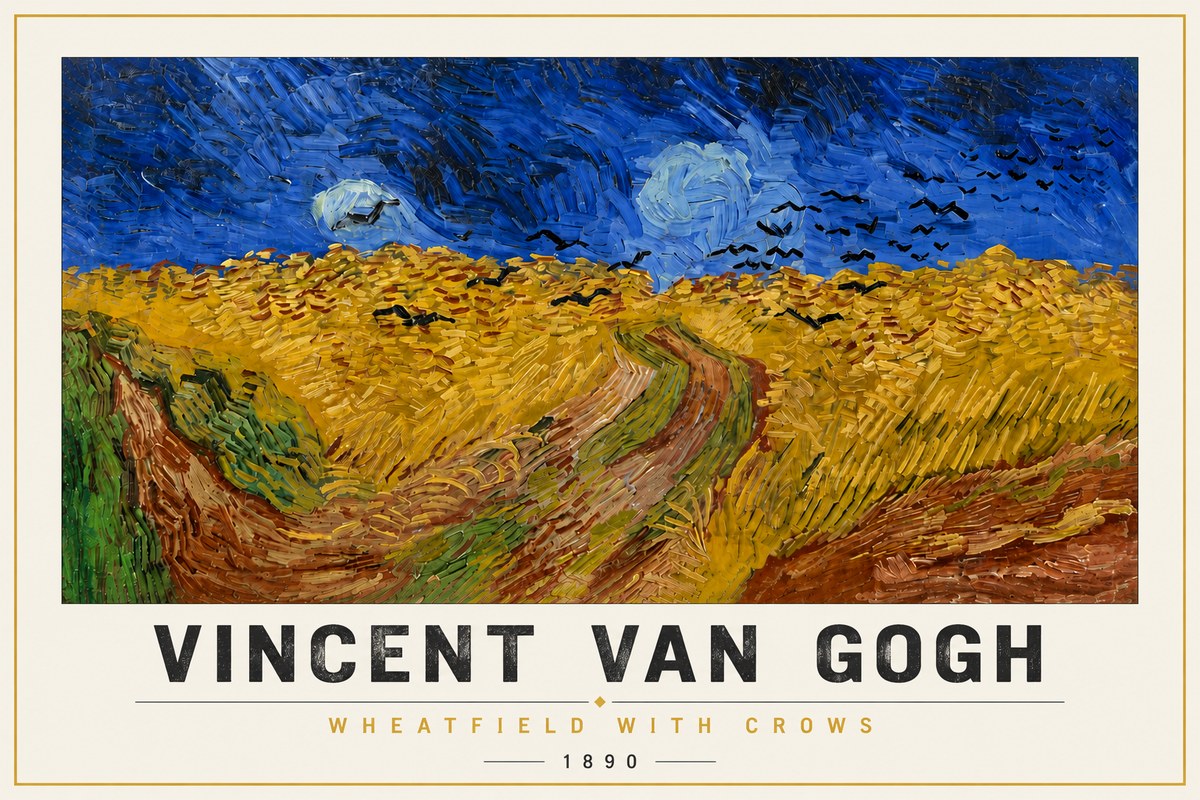 Van Gogh Wheatfield with Crows No4 - Plakát