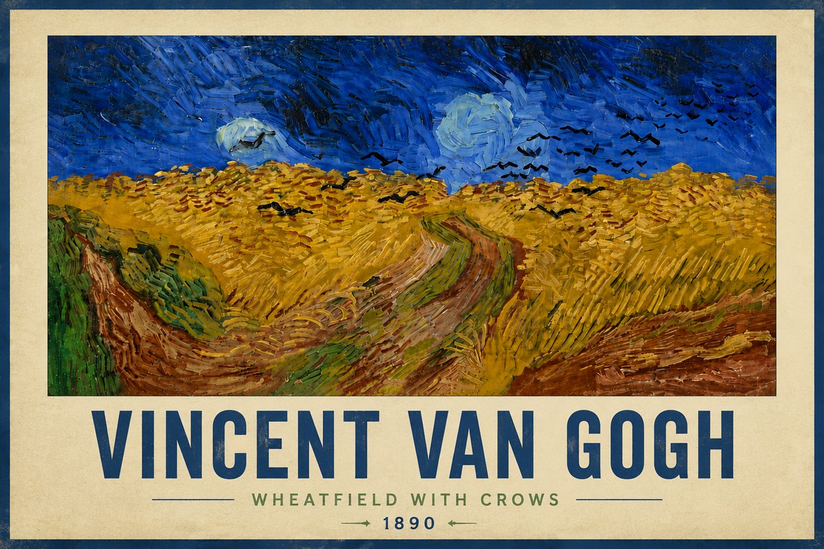 Van Gogh Wheatfield with Crows No6 - Plakát