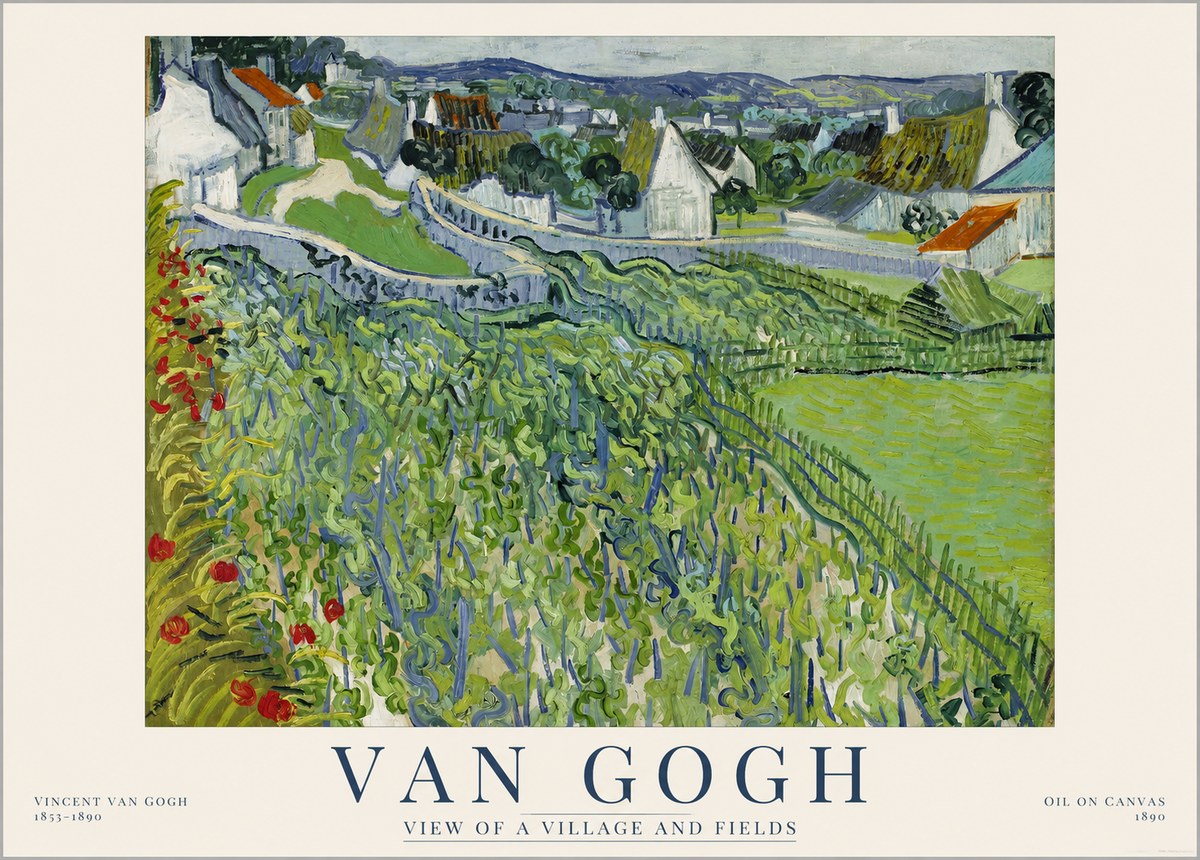 Van Gogh View of a Village and Fields No1 - Plakát