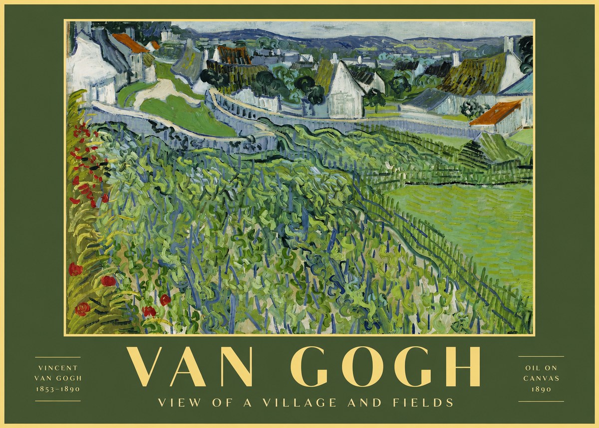 Van Gogh View of a Village and Fields No2 - Plakát