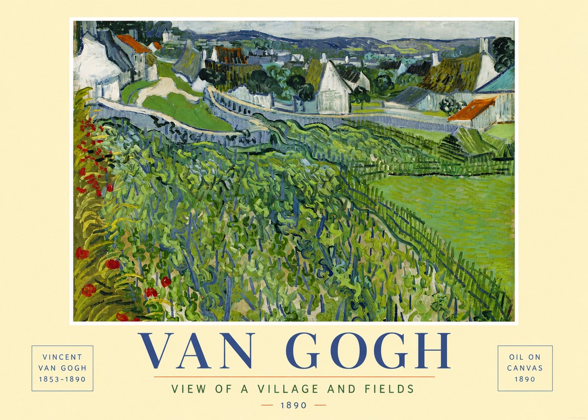 Van Gogh View of a Village and Fields No6 - Plakát