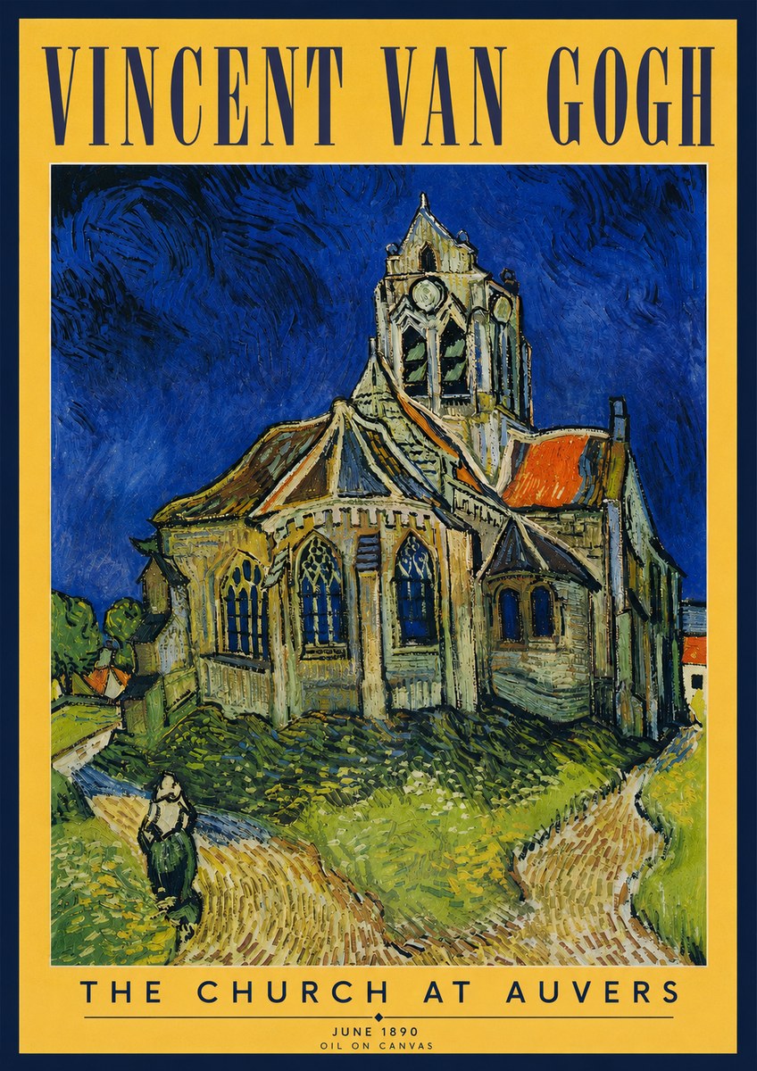 Van Gogh The Church at Auvers II No3 - Plakát