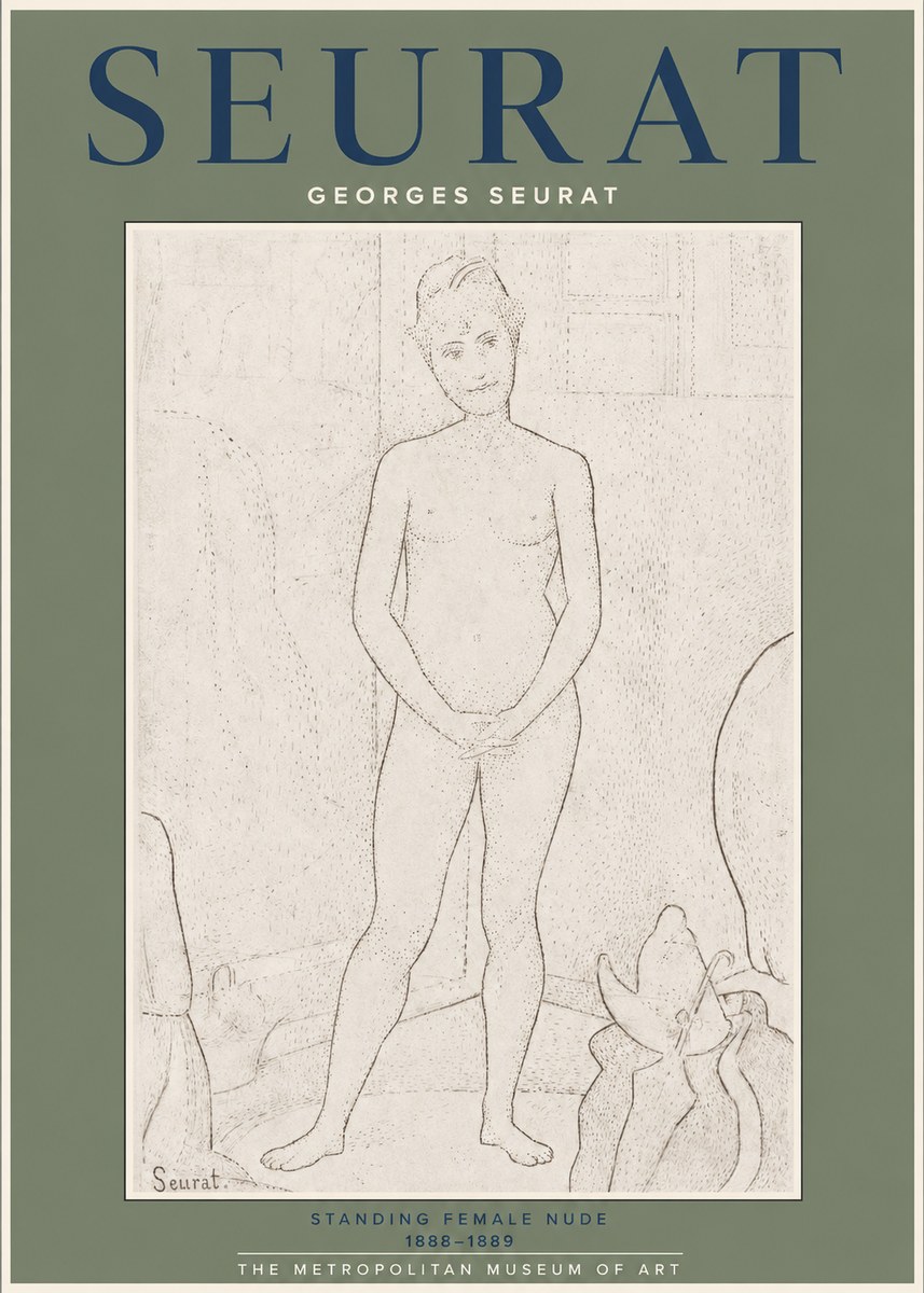 Seurat Standing Female Nude No2 - Plakát