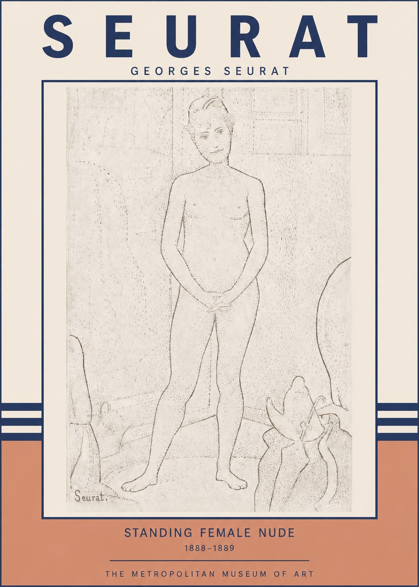 Seurat Standing Female Nude No3 - Plakát