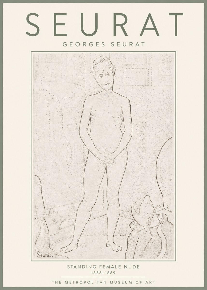 Seurat Standing Female Nude No4 - Plakát
