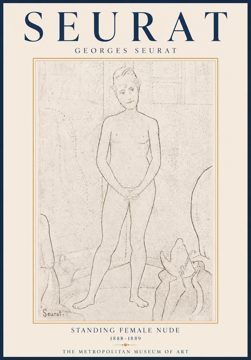 Seurat Standing Female Nude No6 - Plakát