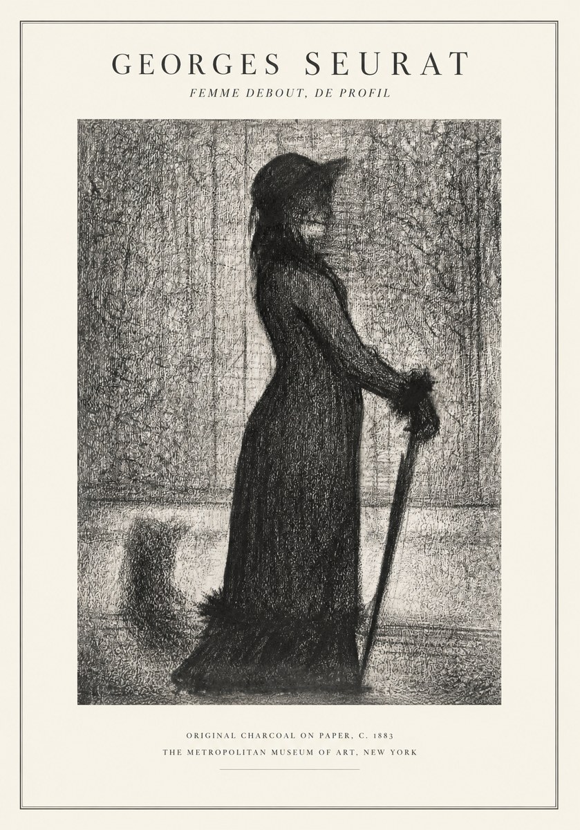 Seurat Femme Debout, De Profil No1 - Plakát