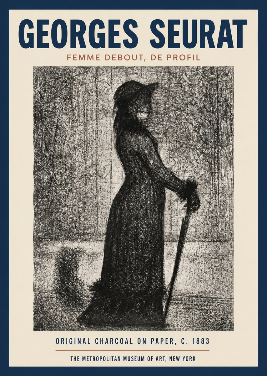Seurat Femme Debout, De Profil No2 - Plakát