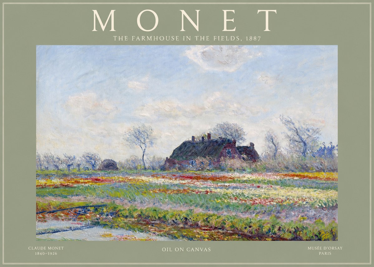 Monet The Farmhouse in the Fields No2 - Plakát