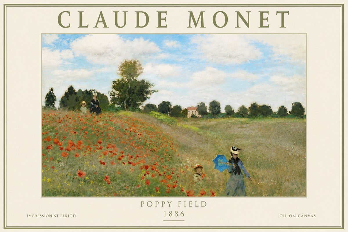 Monet Poppy Field No4 - Plakát