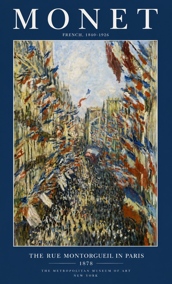Monet The Rue Montorgueil in Paris No6 - Plakát