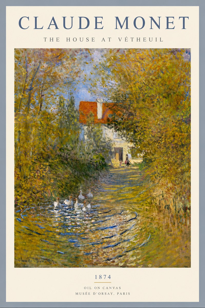 Monet The House at Vétheuil No6 - Plakát