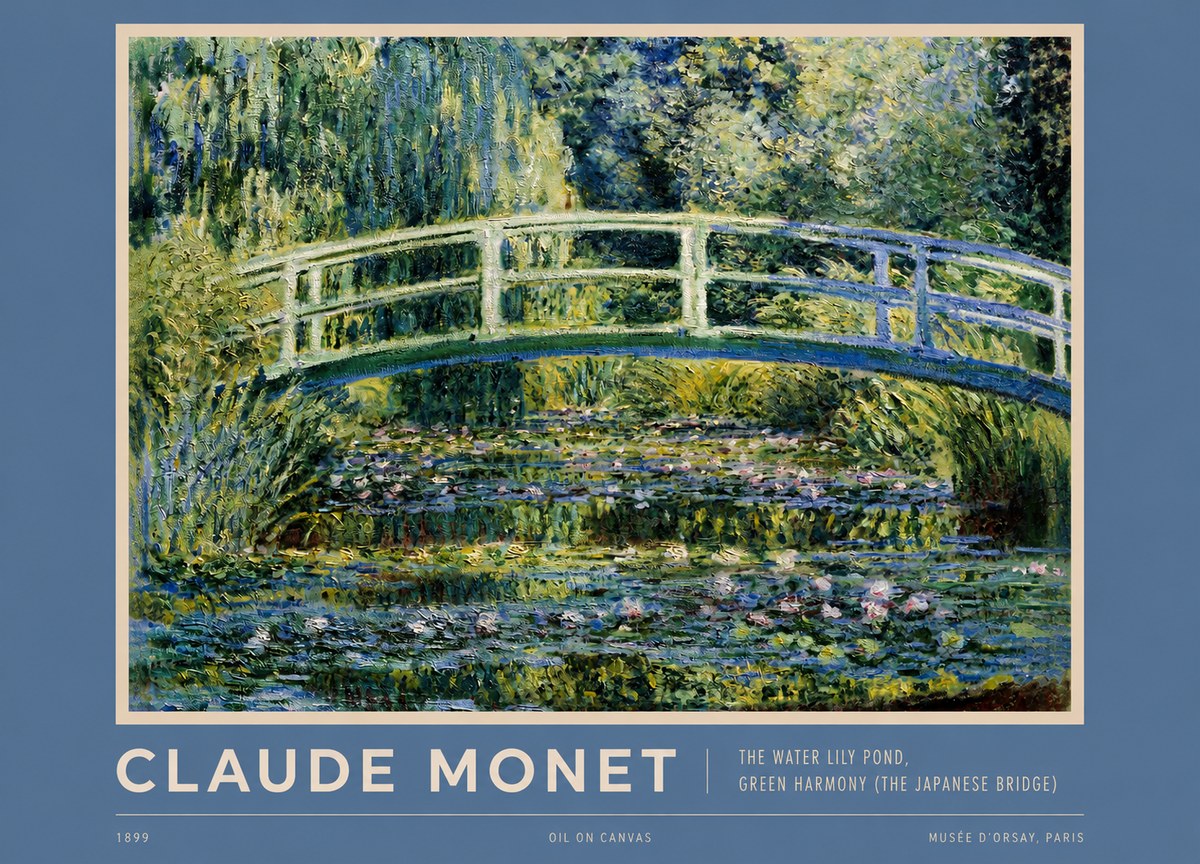 Monet The Water Lily Pond, Green Harmony (the Japanese Bridge) No2 - Plakát