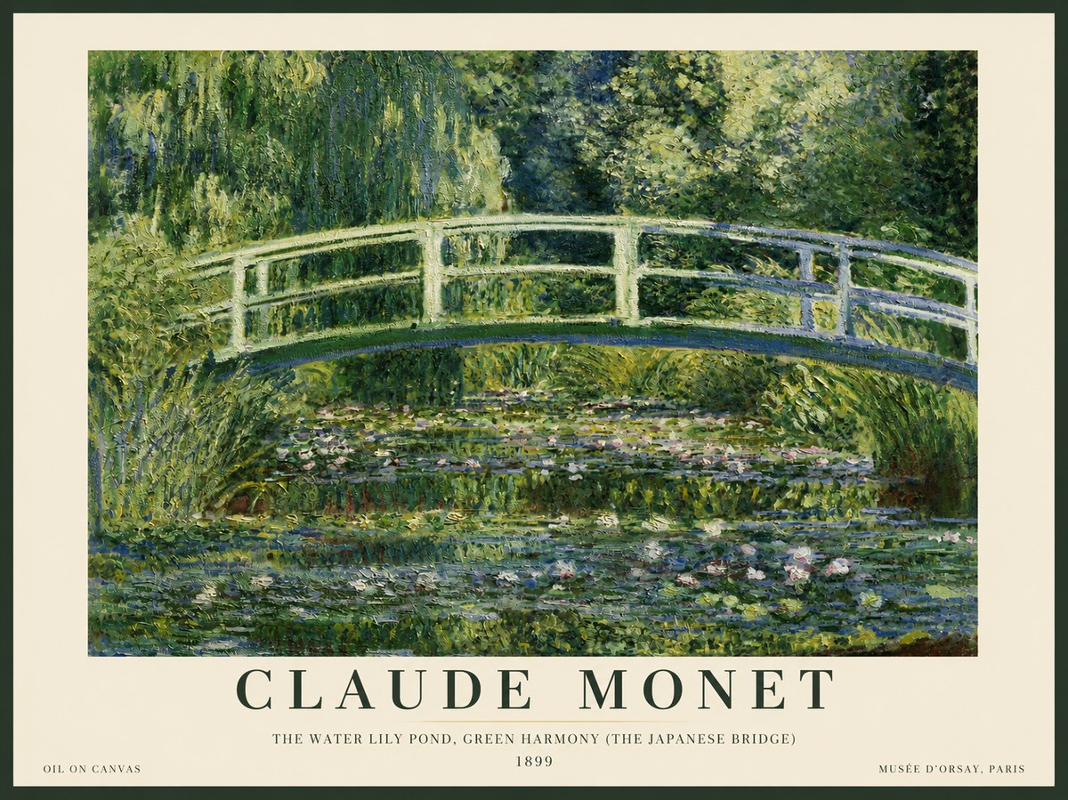 Monet The Water Lily Pond, Green Harmony (the Japanese Bridge) No3 - Plakát