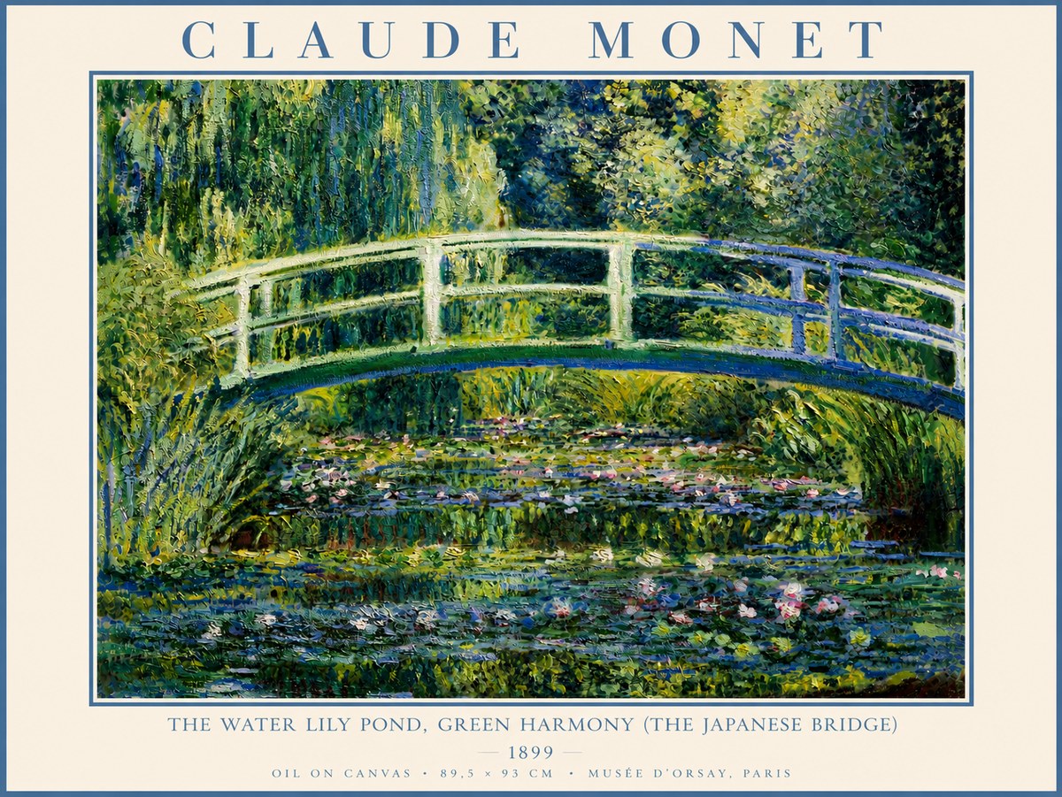 Monet The Water Lily Pond, Green Harmony (the Japanese Bridge) No4 - Plakát