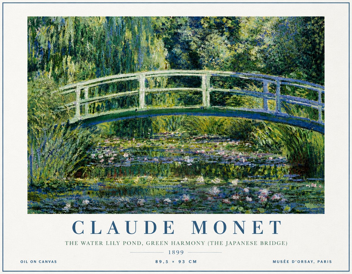 Monet The Water Lily Pond, Green Harmony (the Japanese Bridge) No6 - Plakát
