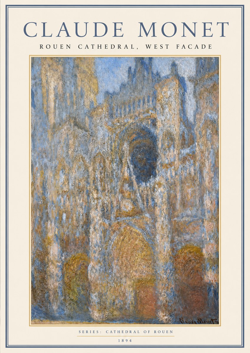 Monet Rouen Cathedral, West Facade No1 - Plakát