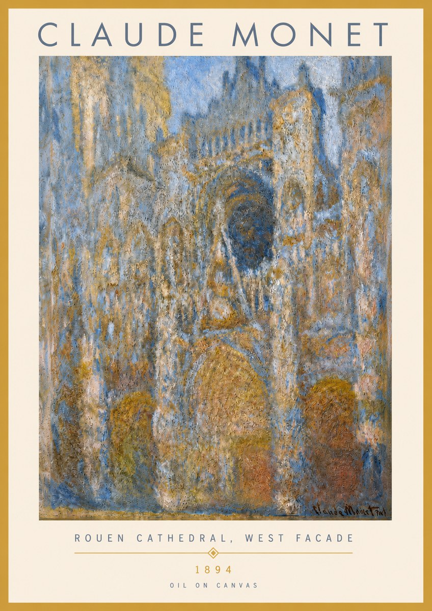 Monet Rouen Cathedral, West Facade No3 - Plakát