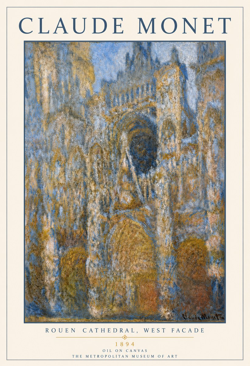 Monet Rouen Cathedral, West Facade No6 - Plakát