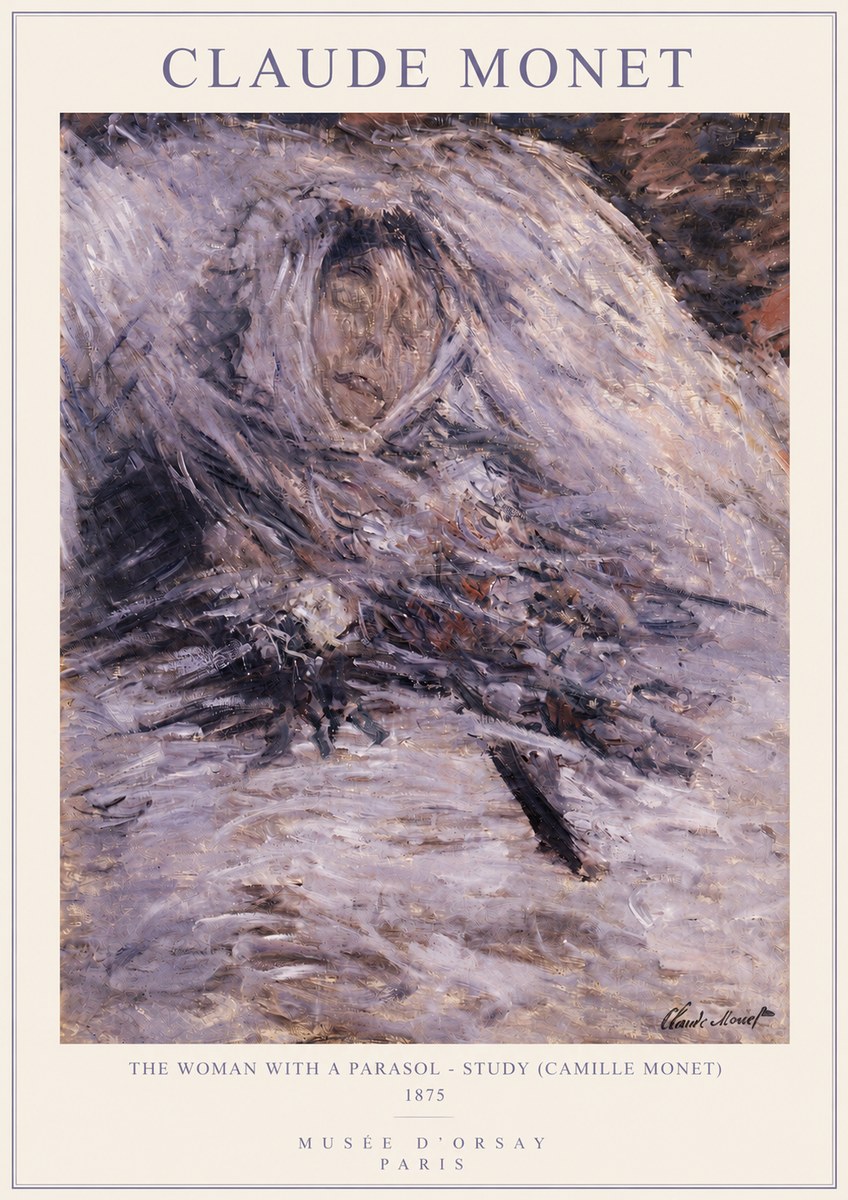 Monet The Woman with a Parasol - Study (Camille Monet) No3 - Plakát