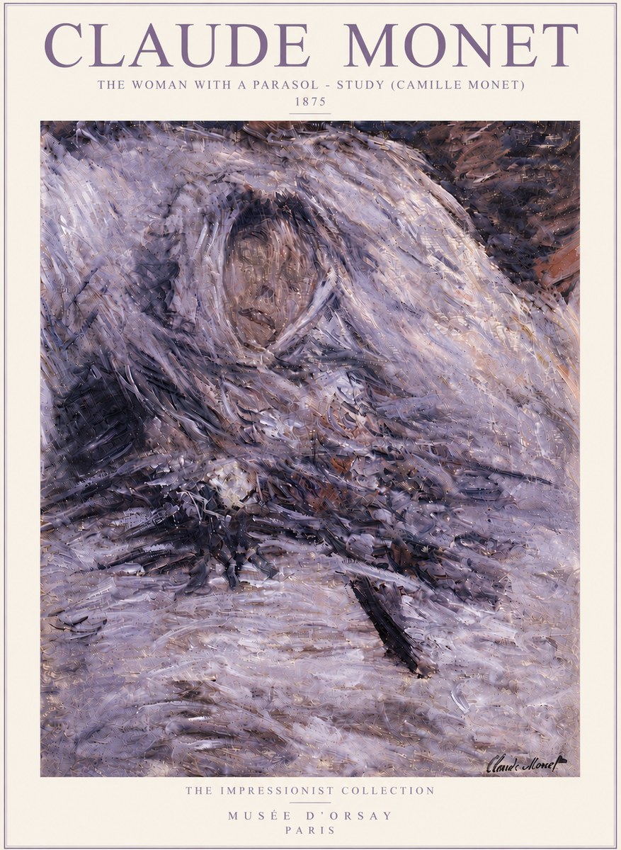 Monet The Woman with a Parasol - Study (Camille Monet) No6 - Plakát