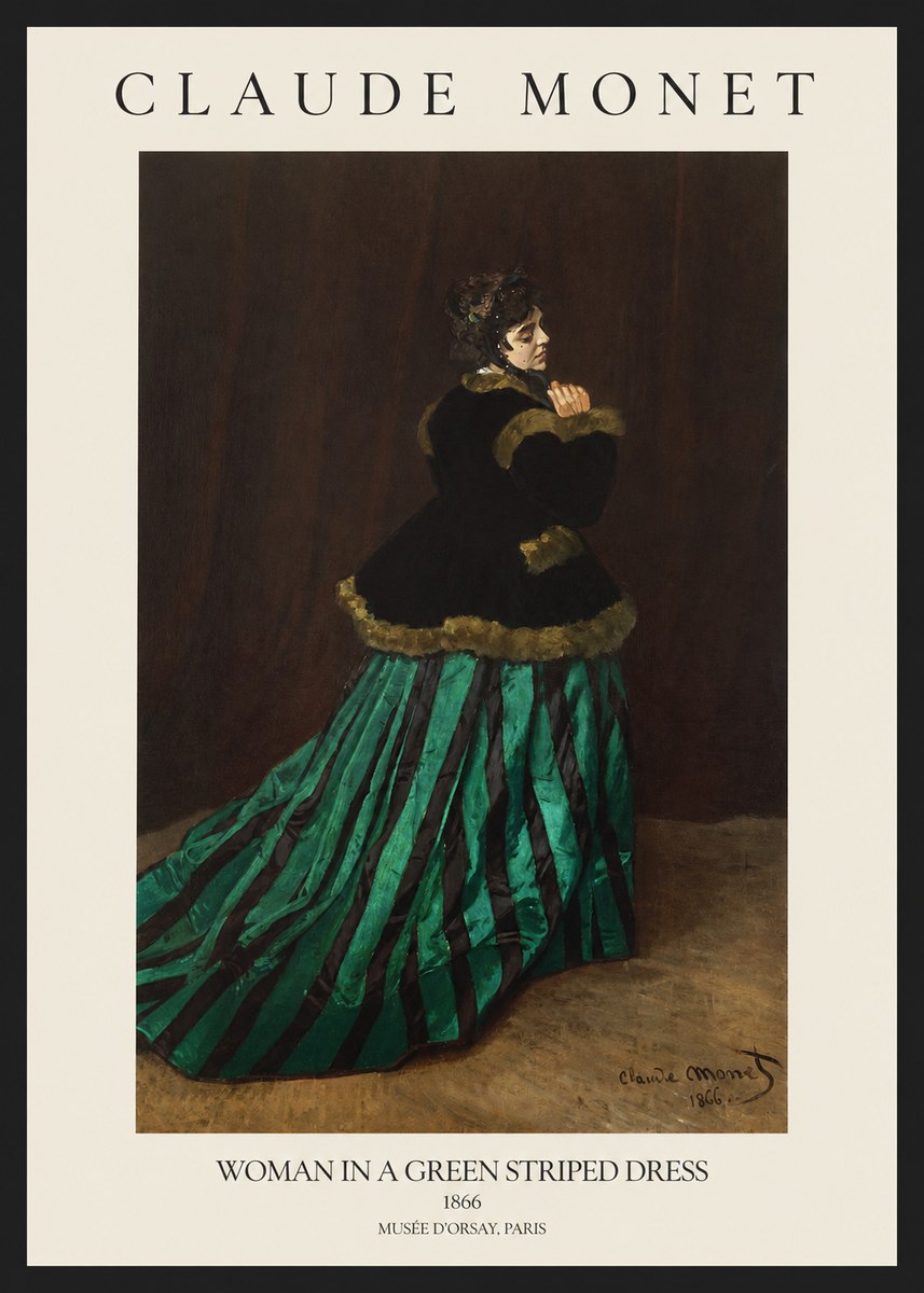 Monet Woman in a Green Striped Dress No1 - Plakát