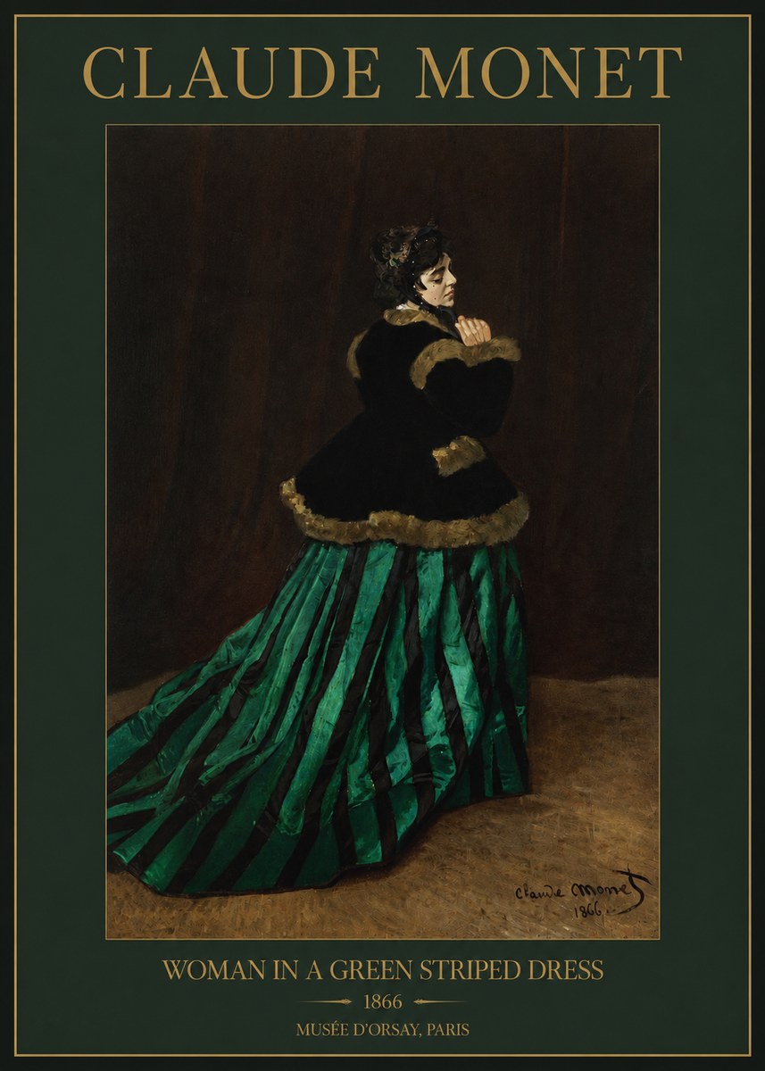 Monet Woman in a Green Striped Dress No2 - Plakát