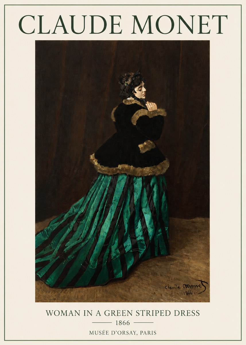 Monet Woman in a Green Striped Dress No3 - Plakát
