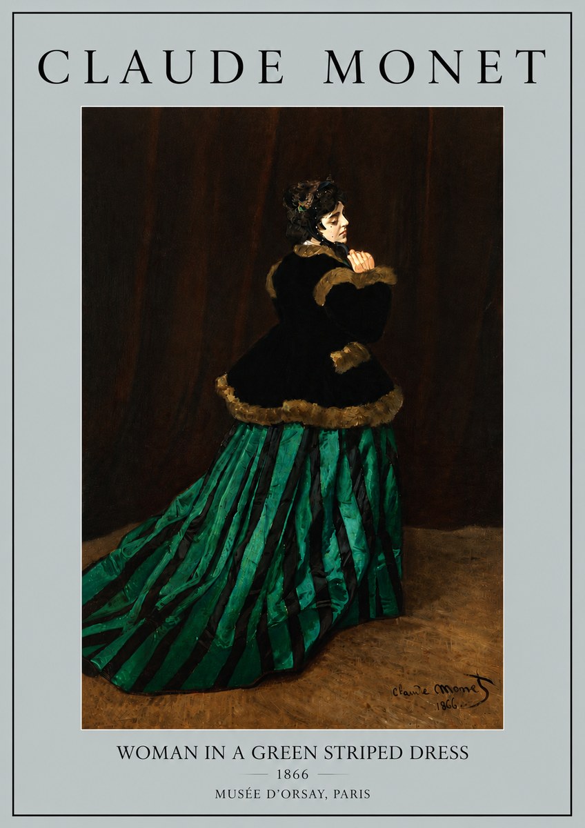 Monet Woman in a Green Striped Dress No5 - Plakát