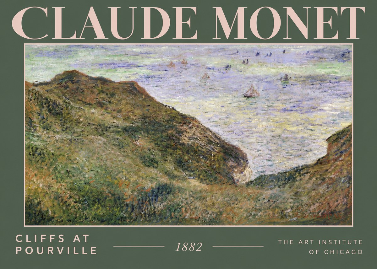 Monet Cliffs at Pourville II No4 - Plakát