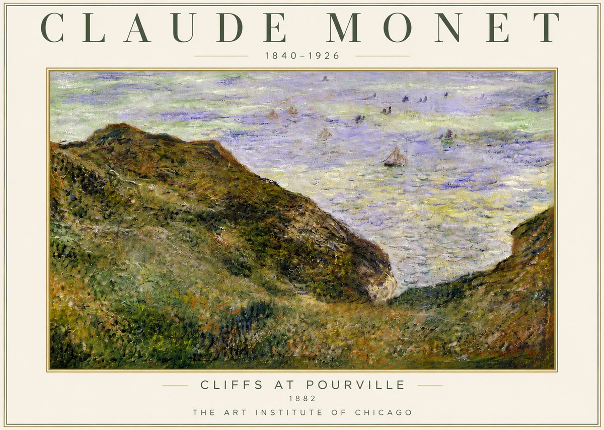 Monet Cliffs at Pourville II No5 - Plakát