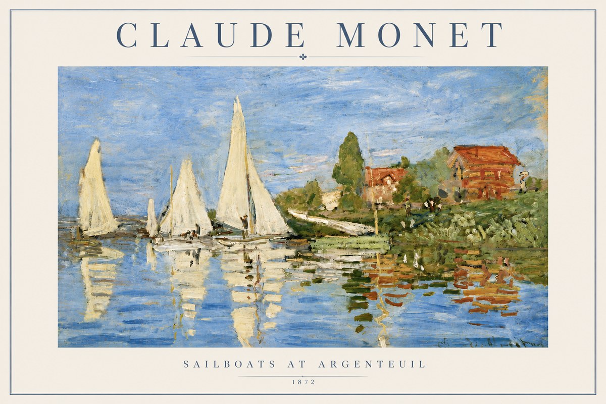 Monet Sailboats at Argenteuil No4 - Plakát