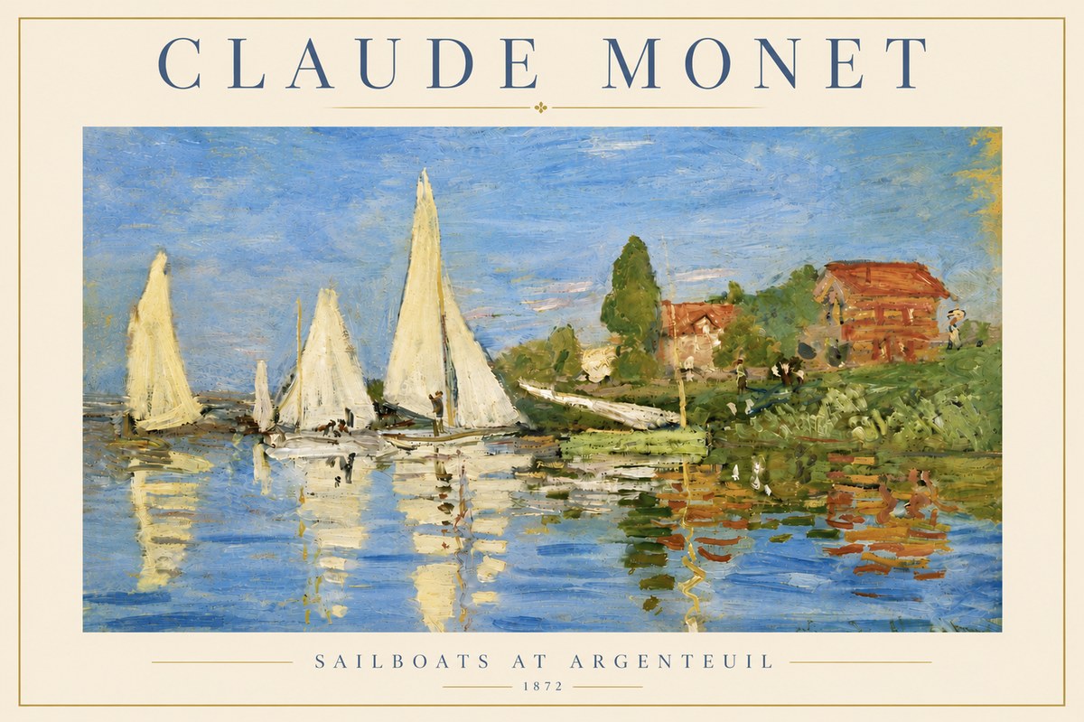 Monet Sailboats at Argenteuil No5 - Plakát