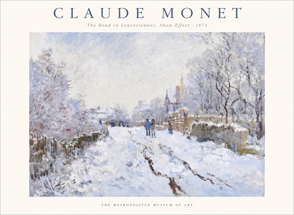 Monet The Road in Louveciennes, Snow Effect No1 - Plakát