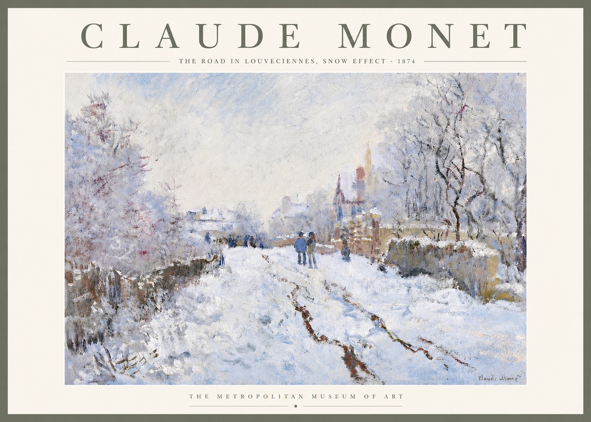 Monet The Road in Louveciennes, Snow Effect No5 - Plakát