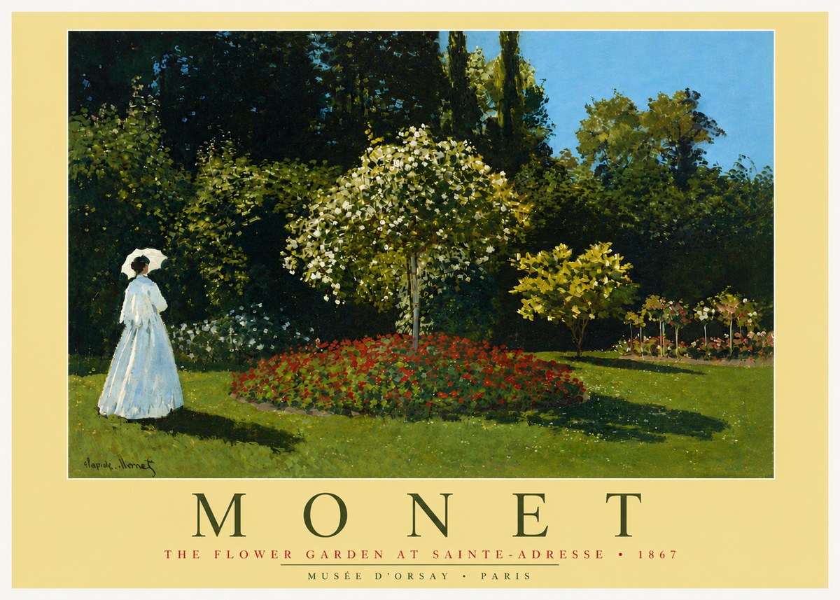 Monet The Flower Garden at Sainte-adresse No5 - Plakát