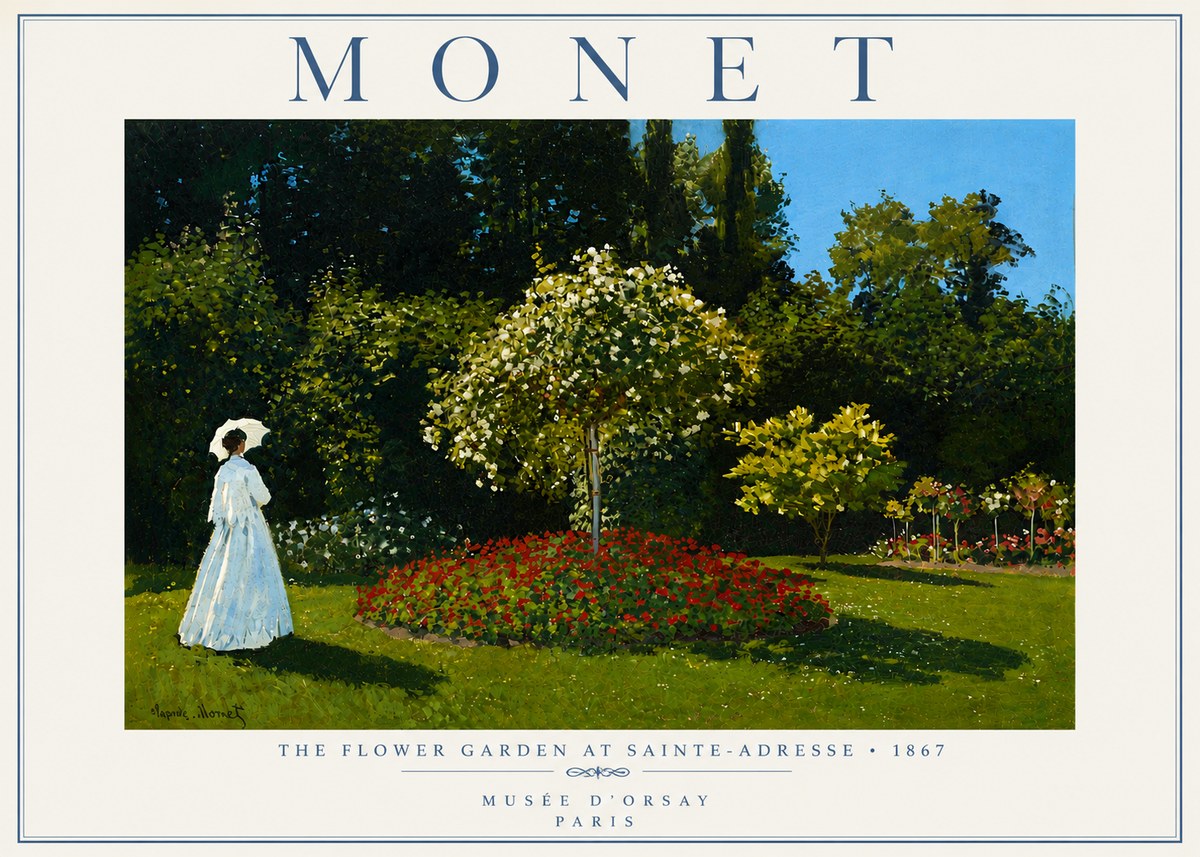 Monet The Flower Garden at Sainte-adresse No6 - Plakát