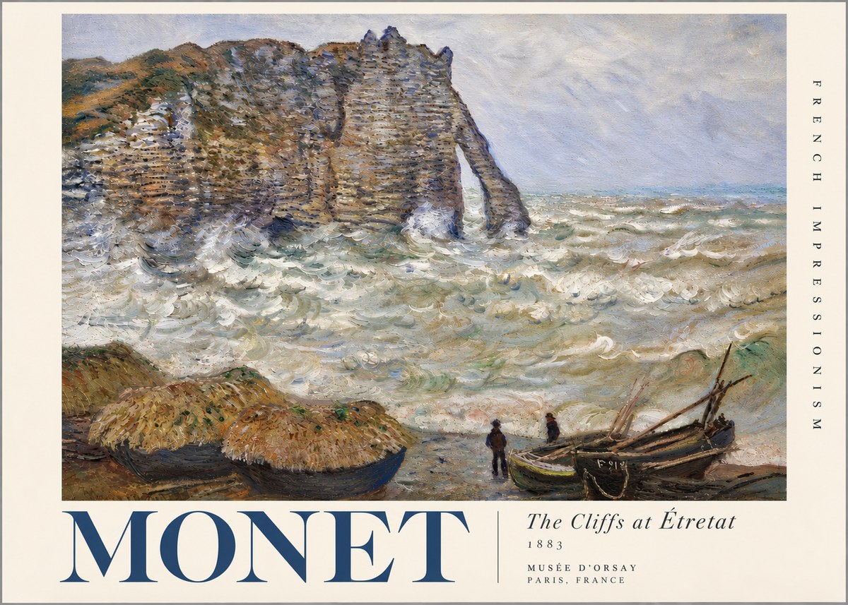 Monet The Cliffs at Etretat No4 - Plakát