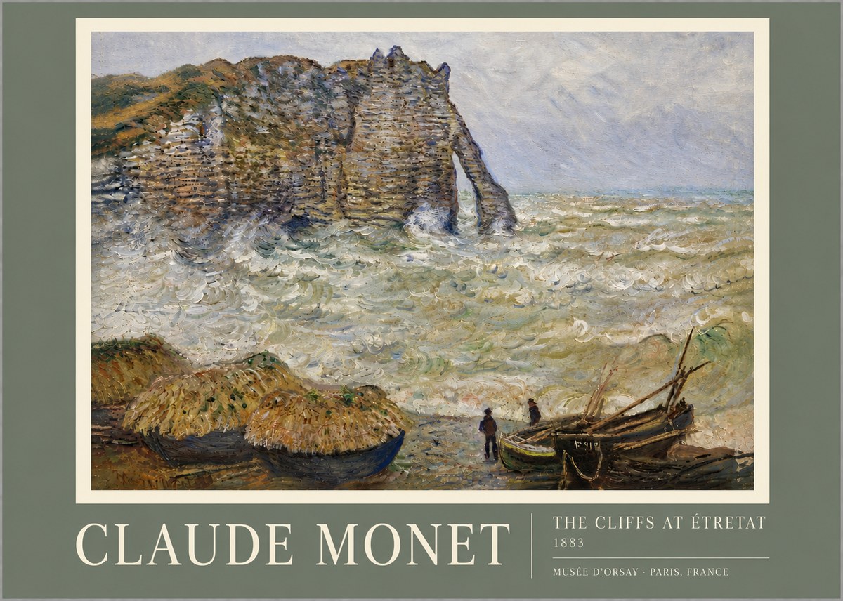 Monet The Cliffs at Etretat No5 - Plakát