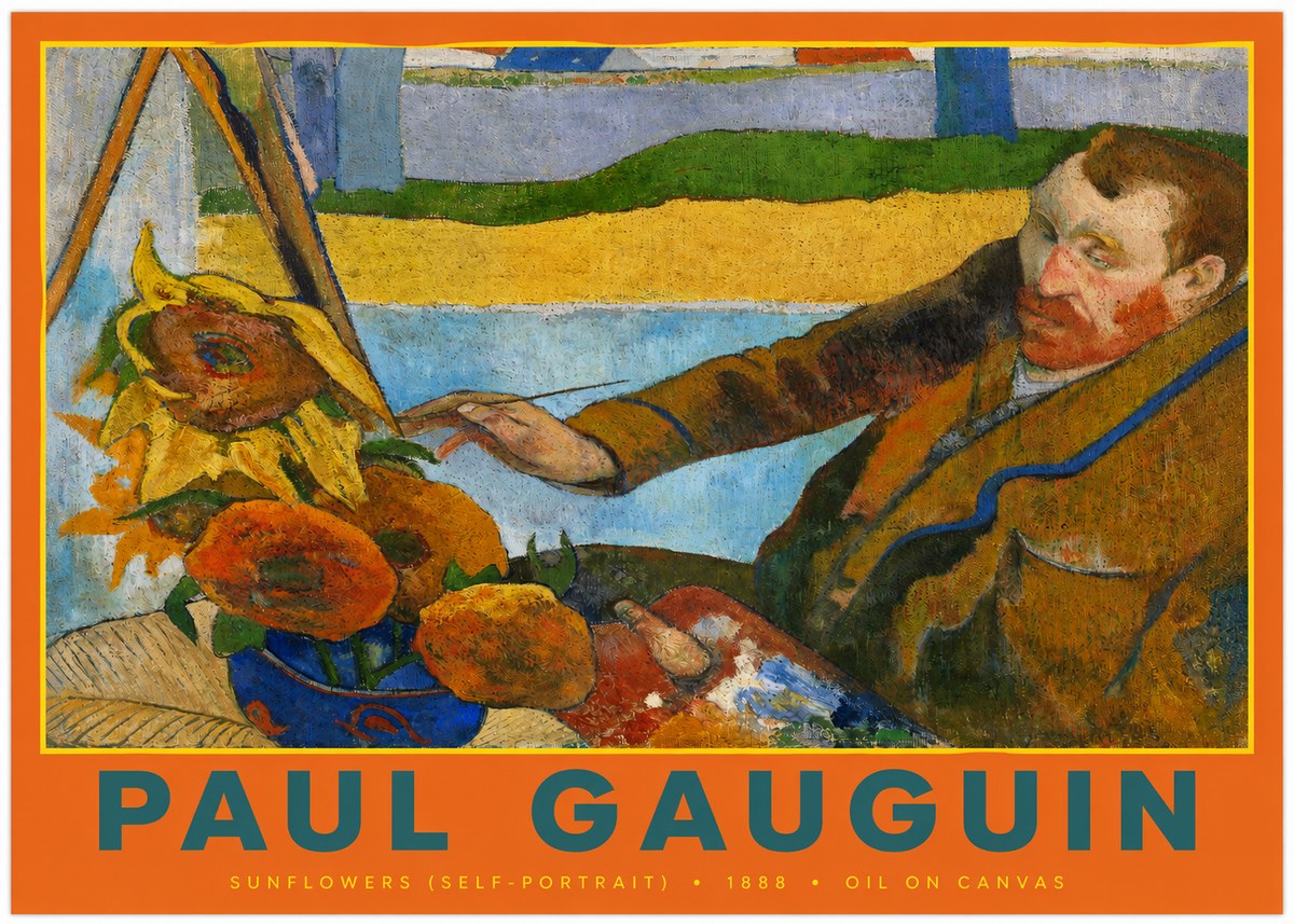 Paul Gauguin The Artist and His Sunflowers No3 - Plakát