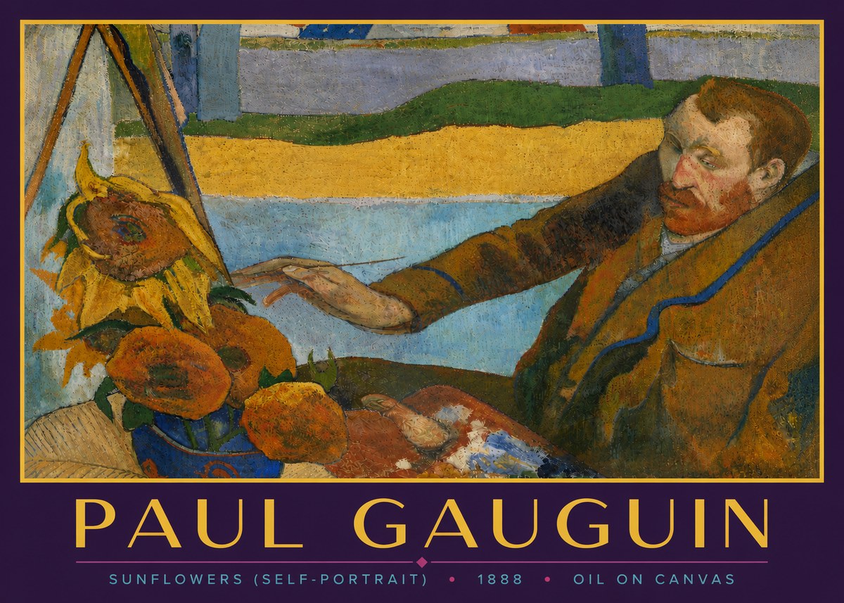 Paul Gauguin The Artist and His Sunflowers No6 - Plakát