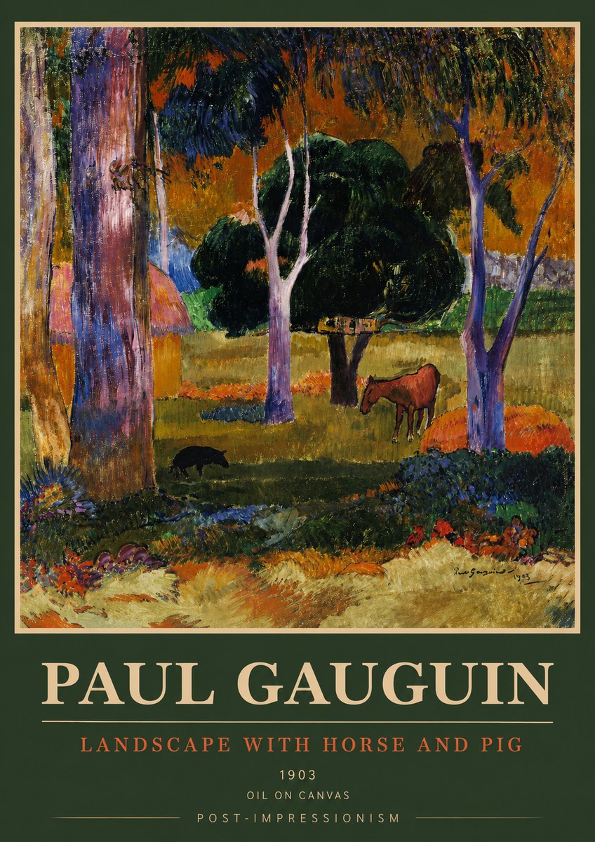Paul Gauguin Landscape with Horse and Pig No3 - Plakát