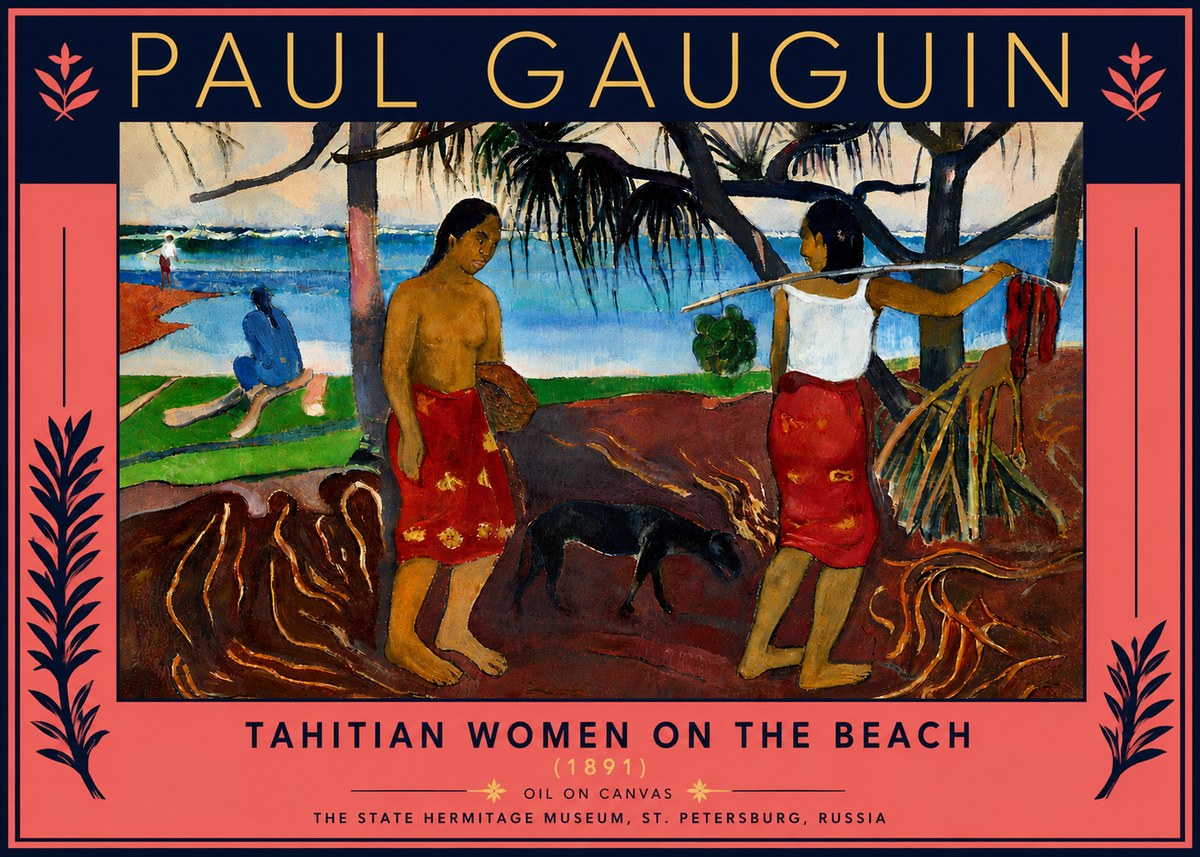 Paul Gauguin Tahitian Women on the Beach (1891) No5 - Plakát