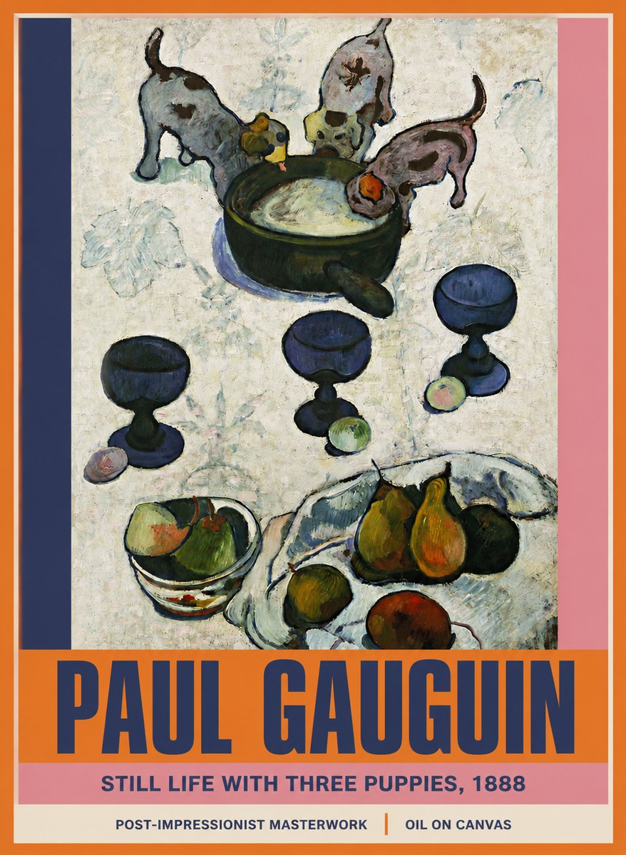 Paul Gauguin Still Life with Three Puppies, 1888 No2 - Plakát