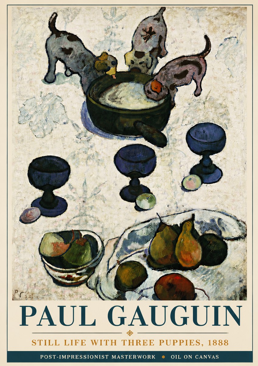 Paul Gauguin Still Life with Three Puppies, 1888 No5 - Plakát