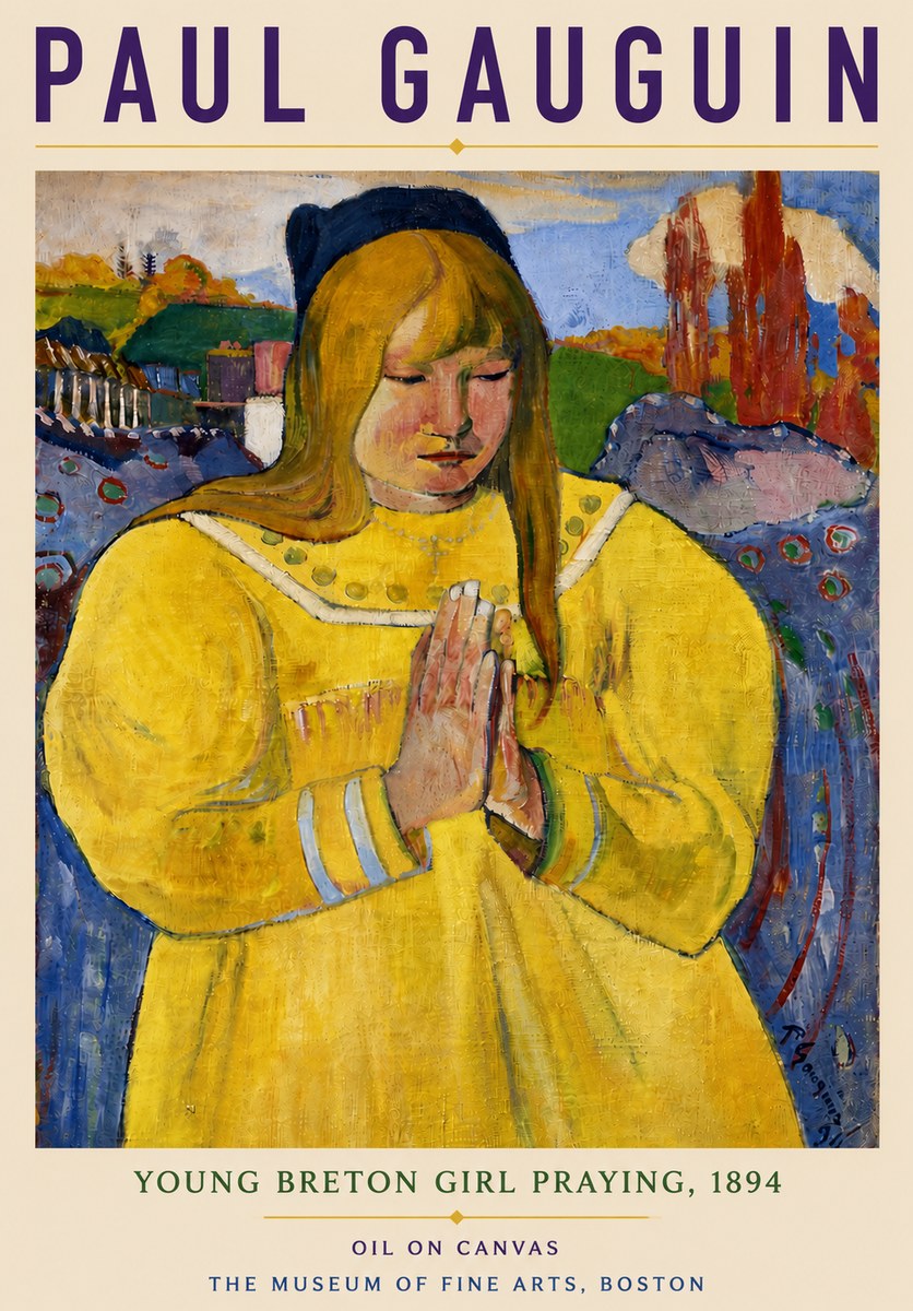 Paul Gauguin Young Breton Girl Praying, 1894 No4 - Plakát
